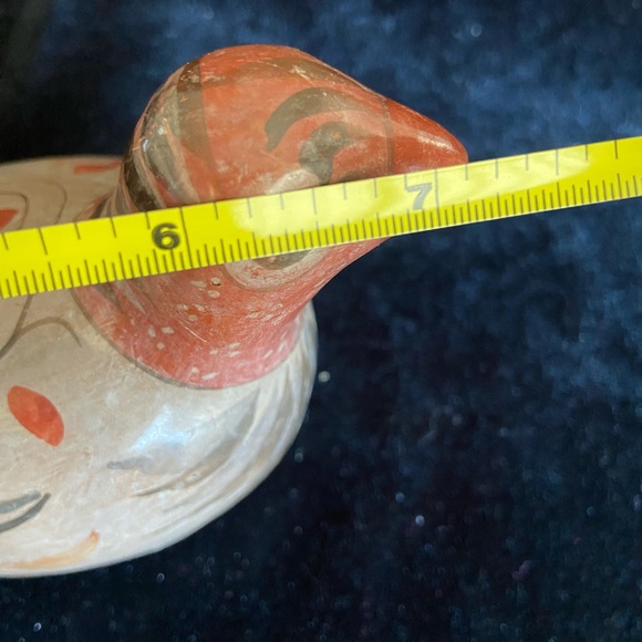 Tonala Mexico Pottery Folk Art Hand Painted Bird Brown Gray Blue White 7” - Picture 8 of 9